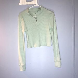 Mint green crop too long sleeve